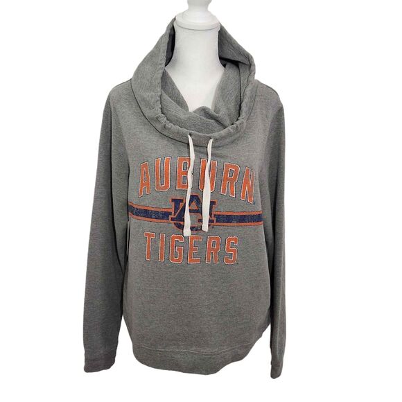 Auburn Tigers Sweatshirt with Funnel Neck Size Large Auburn Gray Sweatshirt - Picture 1 of 7